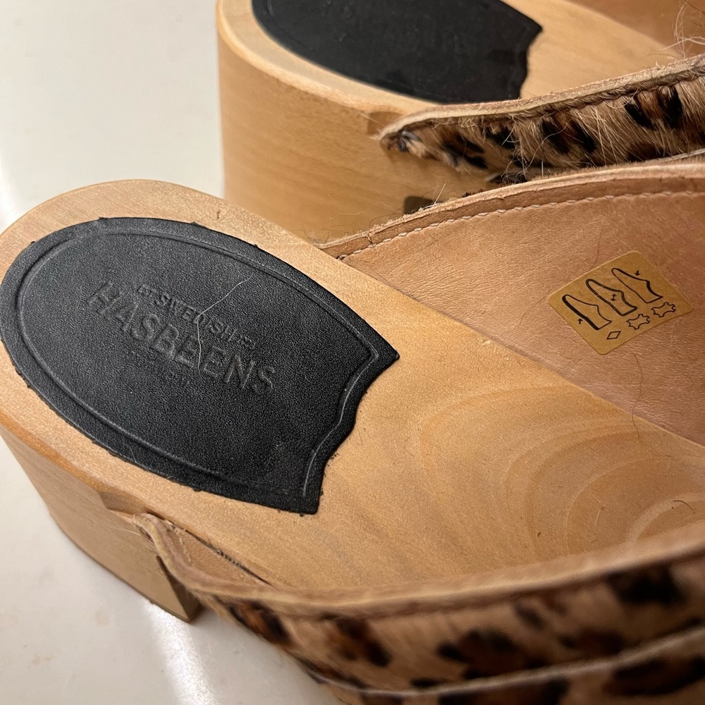 Swedish Hasbeens Open Toe Clog, Leopard, 41